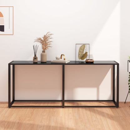 vidaXL Console Table | Black | Tempered glass, powder-coated steel | Large