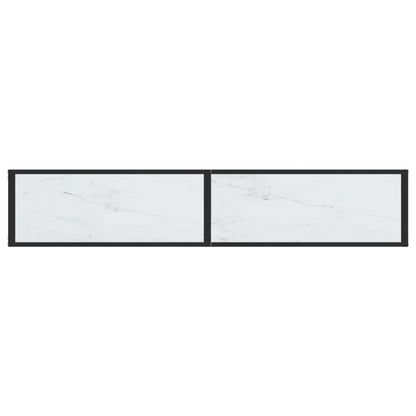 vidaXL Console Table White Marble 180x35x75.5cm Tempered Glass