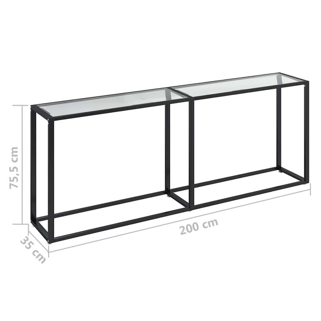 vidaXL Console Table Transparent 200x35x75,5cm Tempered Glass