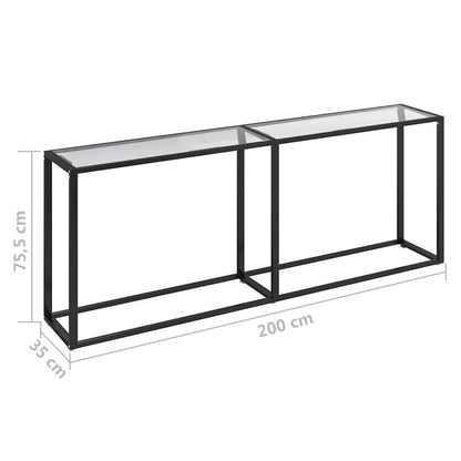 vidaXL Console Table Transparent 200x35x75,5cm Tempered Glass