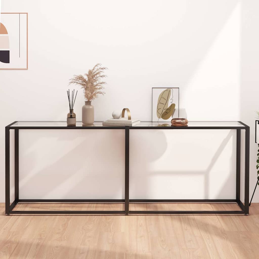 vidaXL Console Table Transparent 200x35x75,5cm Tempered Glass