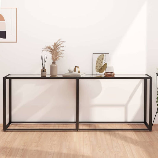 vidaXL Console Table Transparent 200x35x75,5cm Tempered Glass
