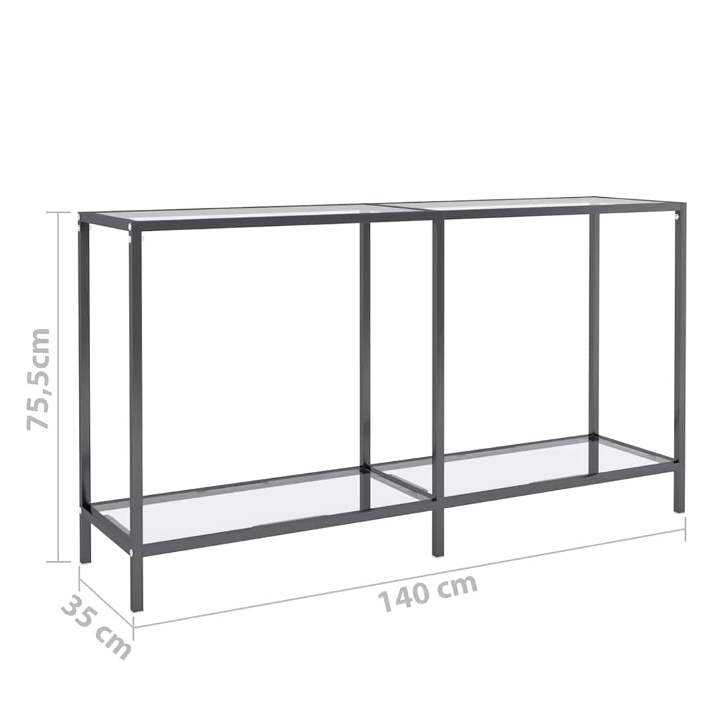 331694 vidaXL Console Table Transparent 140x35x75,5 cm Tempered Glass