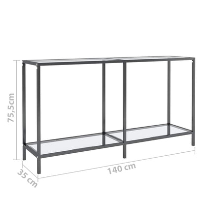 331694 vidaXL Console Table Transparent 140x35x75,5 cm Tempered Glass