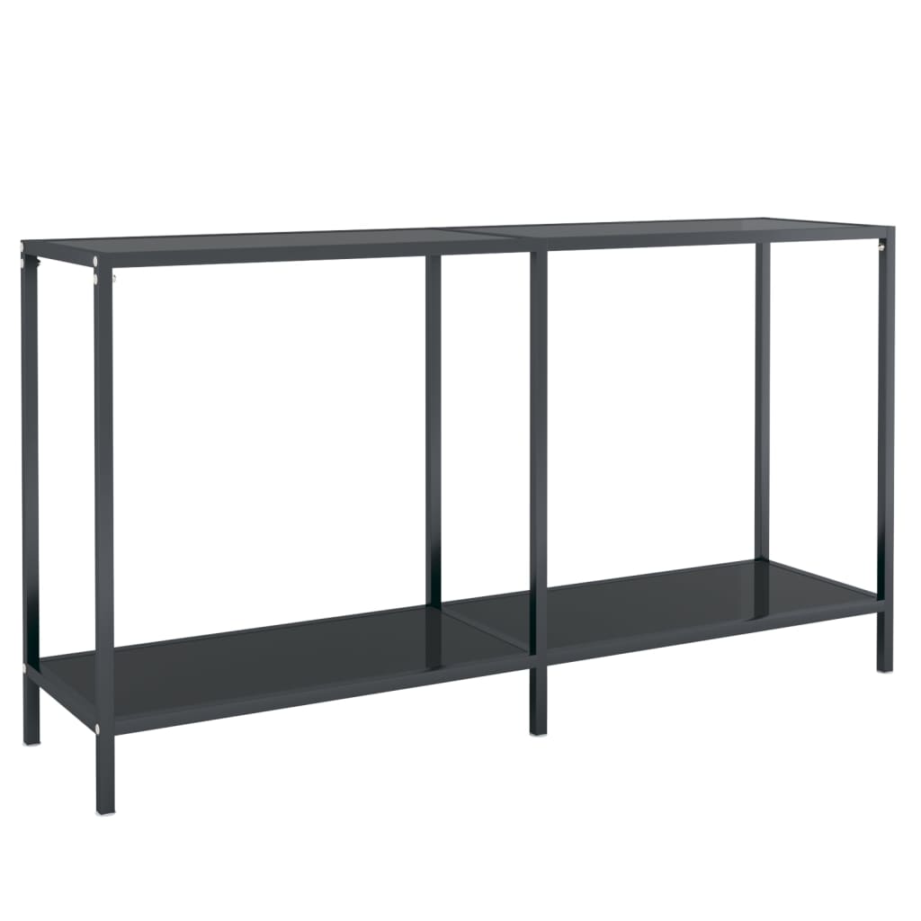 vidaXL Console Table | Black | Tempered Glass, Powder-Coated Steel | Standard