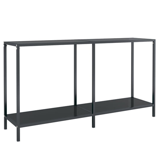 vidaXL Console Table | Black | Tempered Glass, Powder-Coated Steel | Standard