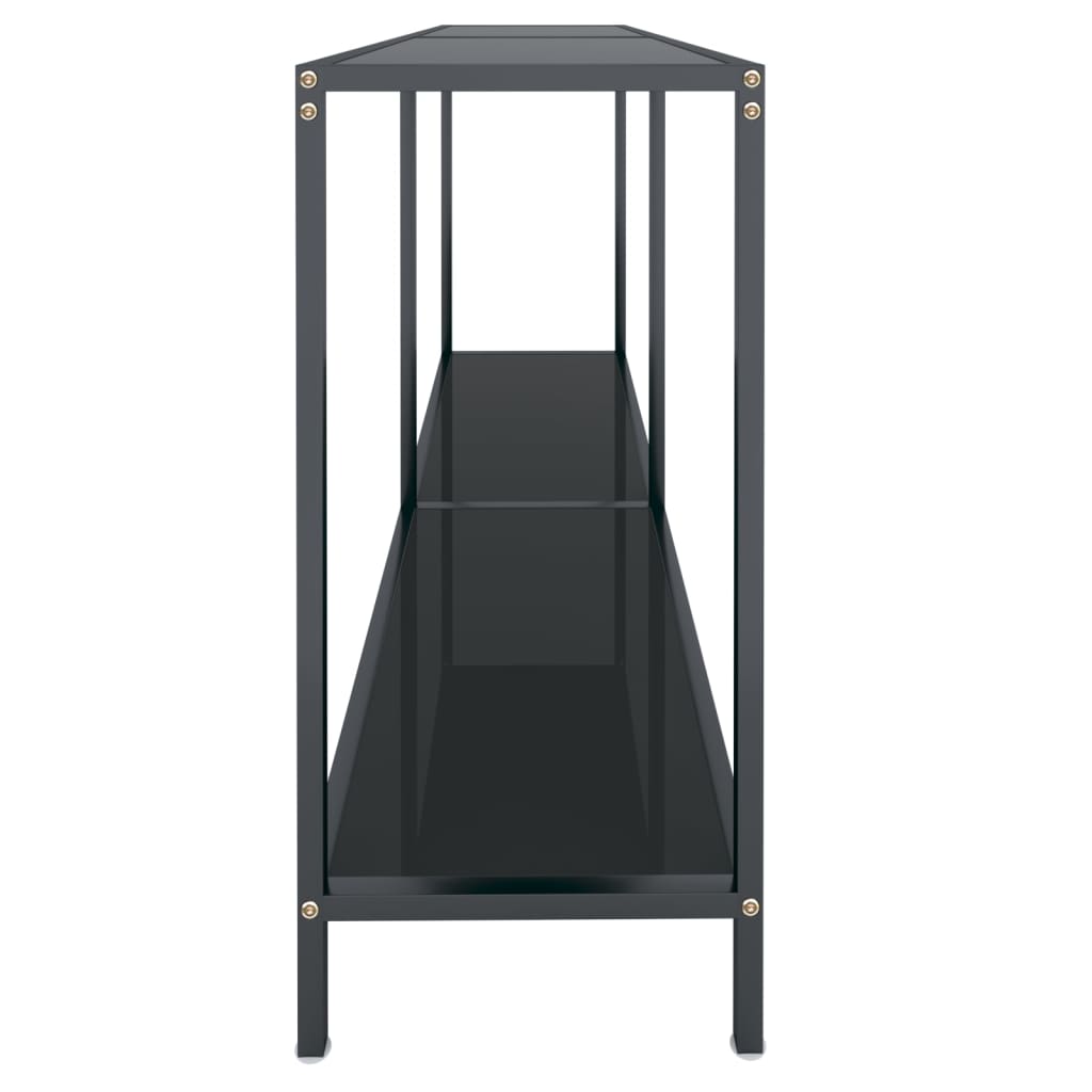 vidaXL Console Table | Black | Tempered Glass, Powder-Coated Steel | Standard