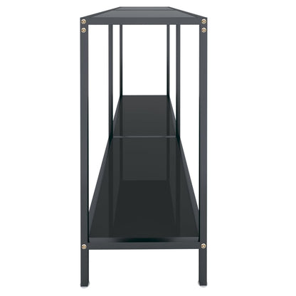 vidaXL Console Table | Black | Tempered Glass, Powder-Coated Steel | Standard