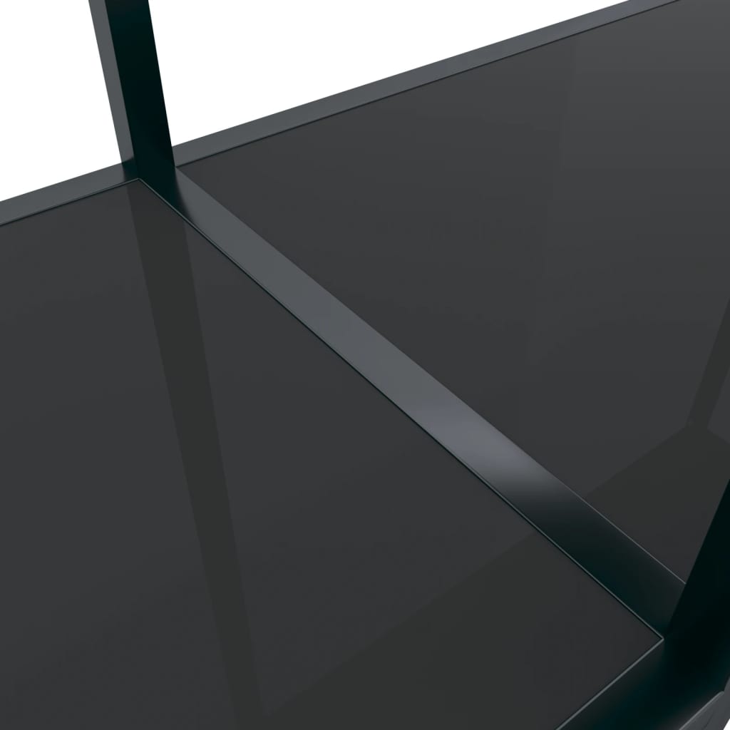 vidaXL Console Table | Black | Tempered Glass, Powder-Coated Steel | Standard