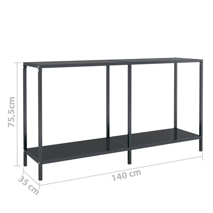 vidaXL Console Table | Black | Tempered Glass, Powder-Coated Steel | Standard