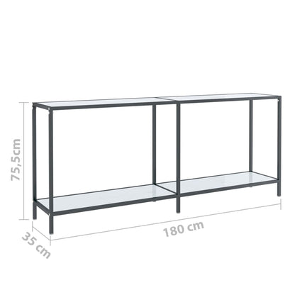 vidaXL Console Table White 180x35x75.5 cm Tempered Glass