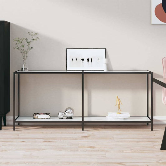 331704 vidaXL Console Table White 180x35x75,5 cm Tempered Glass