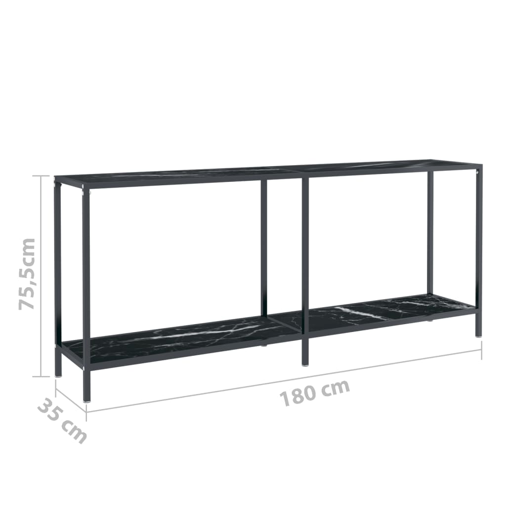 331705 vidaXL Console Table Black 180x35x75,5 cm Tempered Glass