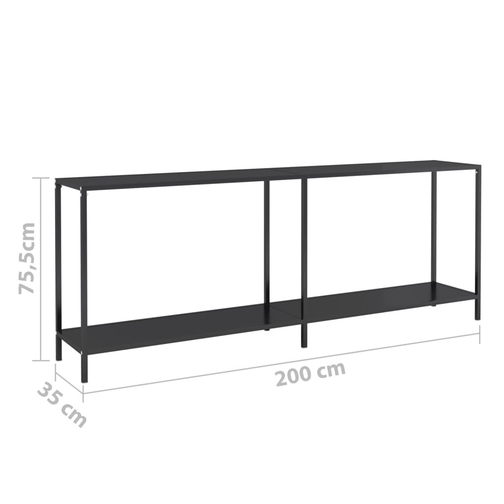 vidaXL Console Table | Black | Tempered glass | 200 cm Length | Simple
