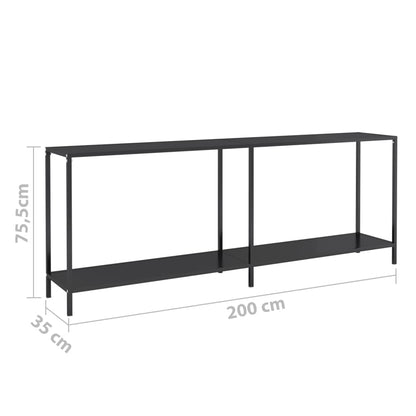 vidaXL Console Table | Black | Tempered glass | 200 cm Length | Simple