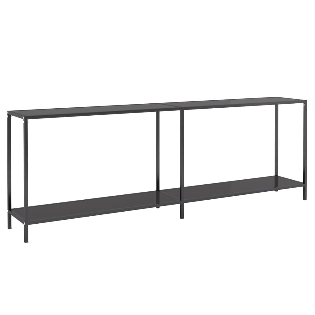 vidaXL Console Table | Black | Tempered Glass, Powder-Coated Steel | Large