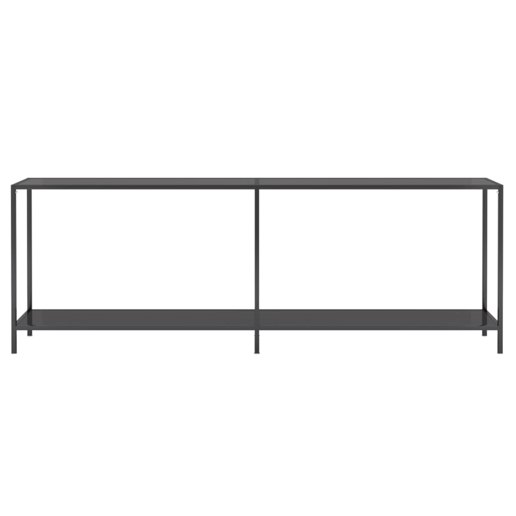 vidaXL Console Table | Black | Tempered Glass, Powder-Coated Steel | Large