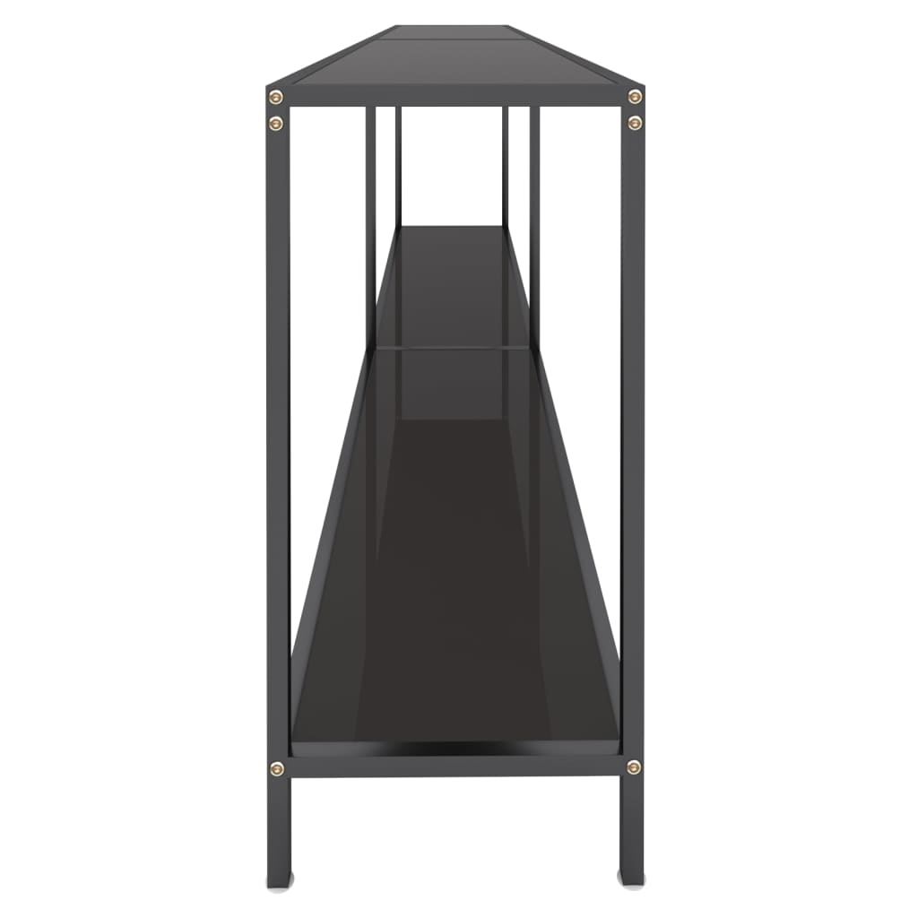 vidaXL Console Table | Black | Tempered Glass, Powder-Coated Steel | Large