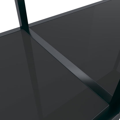 vidaXL Console Table | Black | Tempered Glass, Powder-Coated Steel | Large