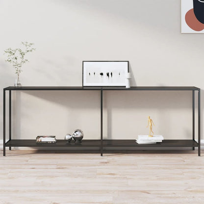 vidaXL Console Table | Black | Tempered Glass, Powder-Coated Steel | Large