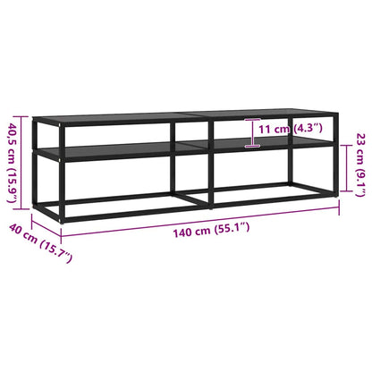 vidaXL TV Cabinet Black 140x40x40.5 cm Tempered Glass