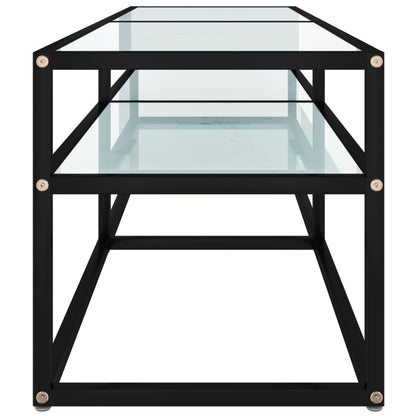 vidaXL TV Cabinet White Marble 140x40x40.5 cm Tempered Glass