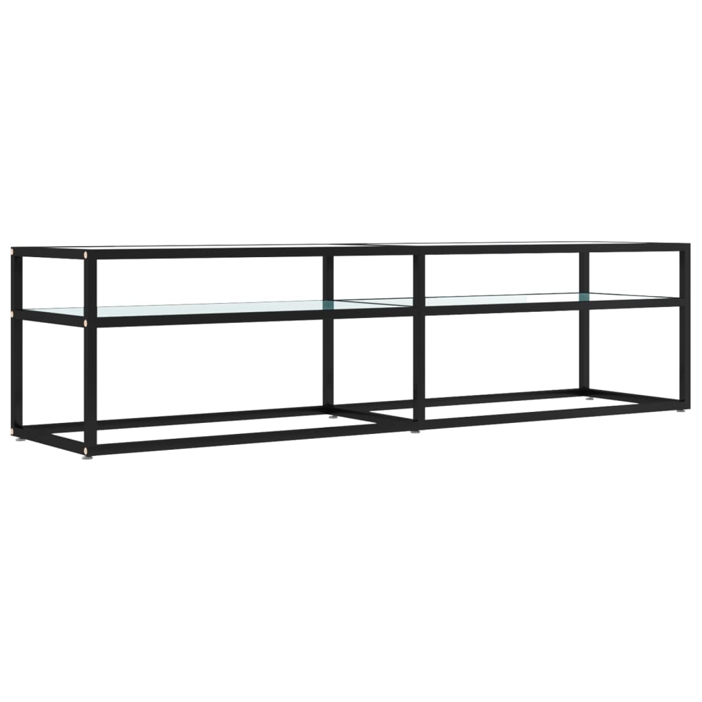 vidaXL TV Cabinet | White | Tempered Glass | Large | TV Cabinet | Rectangular