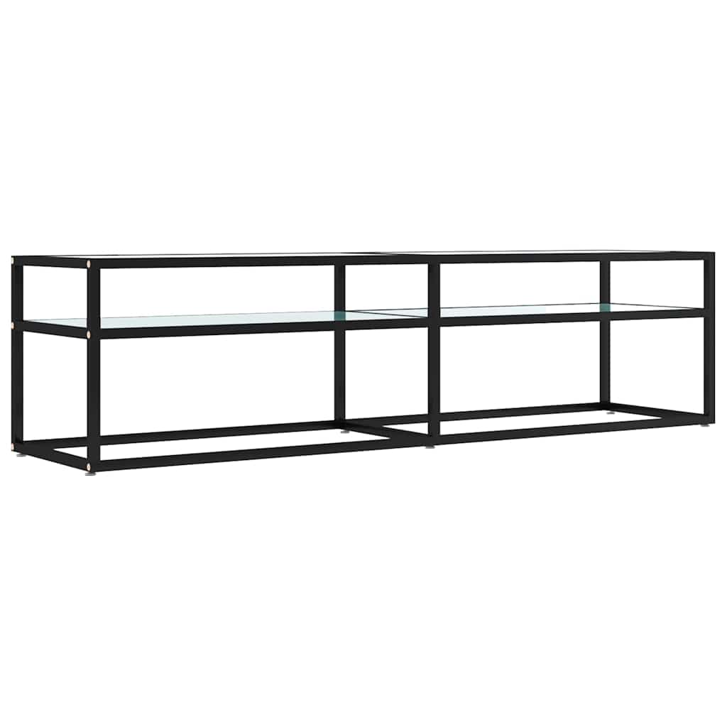 vidaXL TV Cabinet White Marble 160x40x40,5 cm Tempered Glass