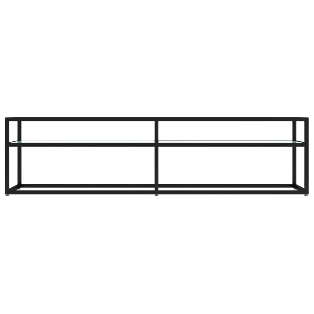 vidaXL TV Cabinet | White | Tempered Glass | Large | TV Cabinet | Rectangular