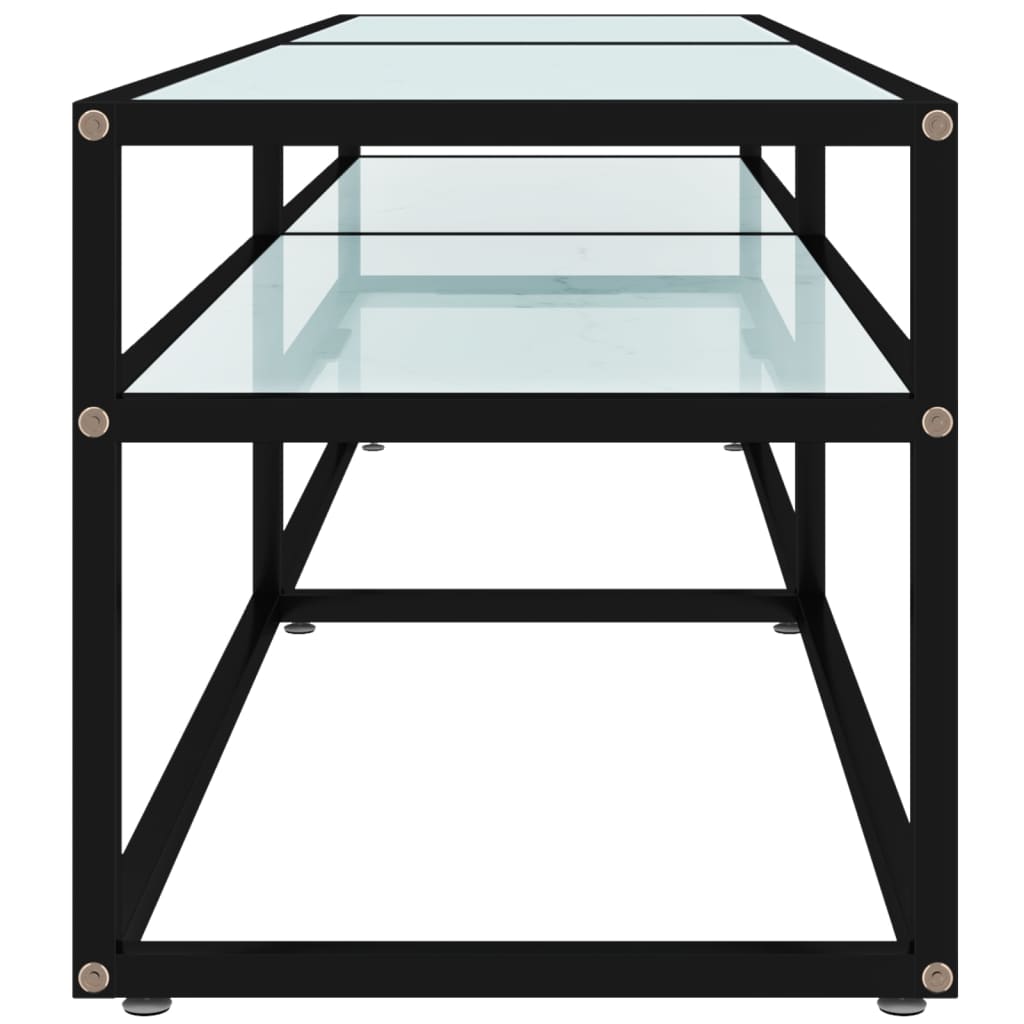 vidaXL TV Cabinet | White | Tempered Glass | Large | TV Cabinet | Rectangular