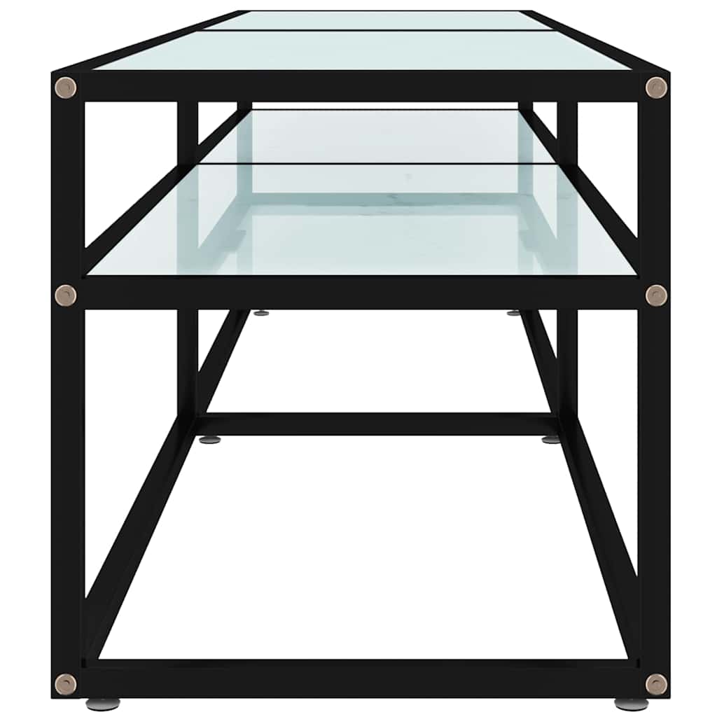 vidaXL TV Cabinet White Marble 160x40x40,5 cm Tempered Glass