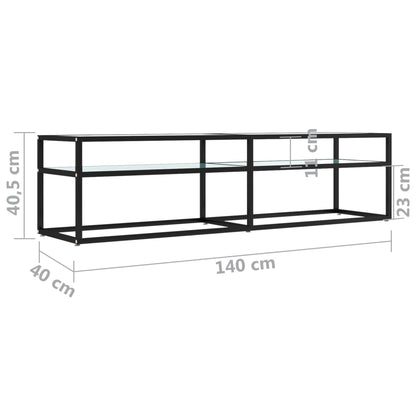 vidaXL TV Cabinet | White | Tempered Glass | Large | TV Cabinet | Rectangular