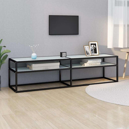 vidaXL TV Cabinet White Marble 160x40x40,5 cm Tempered Glass