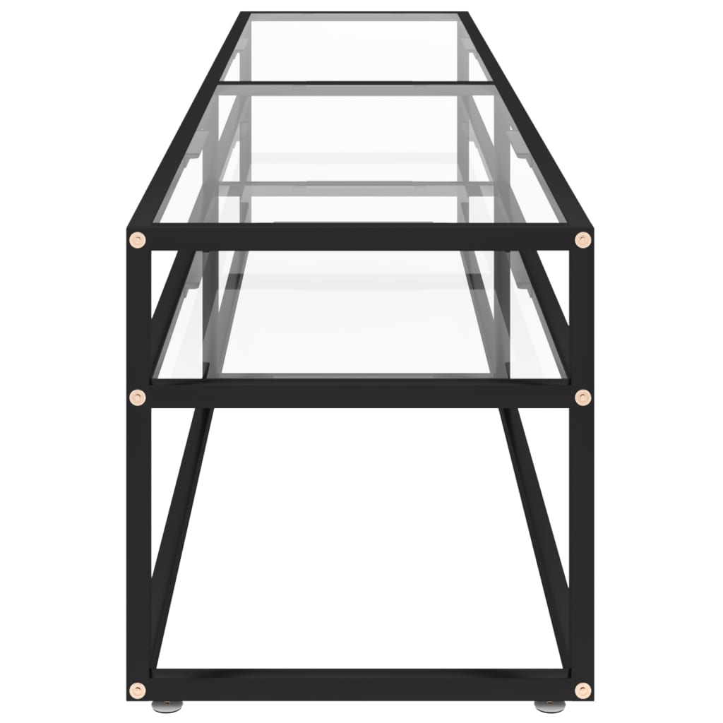 vidaXL TV Cabinet | Black and Transparent | Tempered Glass, Powder-Coated Steel