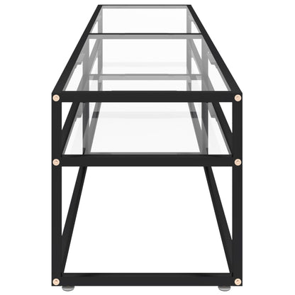 vidaXL TV Cabinet | Black and Transparent | Tempered Glass, Powder-Coated Steel