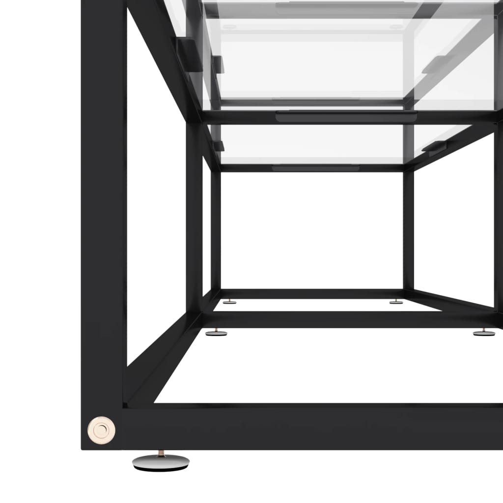vidaXL TV Cabinet | Black and Transparent | Tempered Glass, Powder-Coated Steel