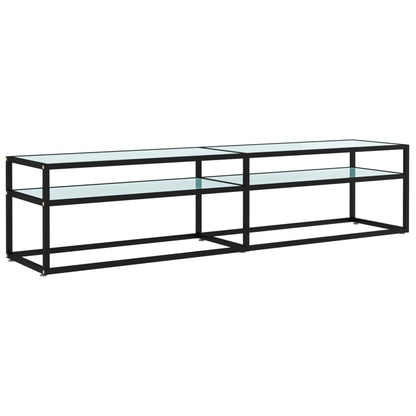 vidaXL Tv Cabinet | Black and white marble | Tempered glass, powder-coated steel