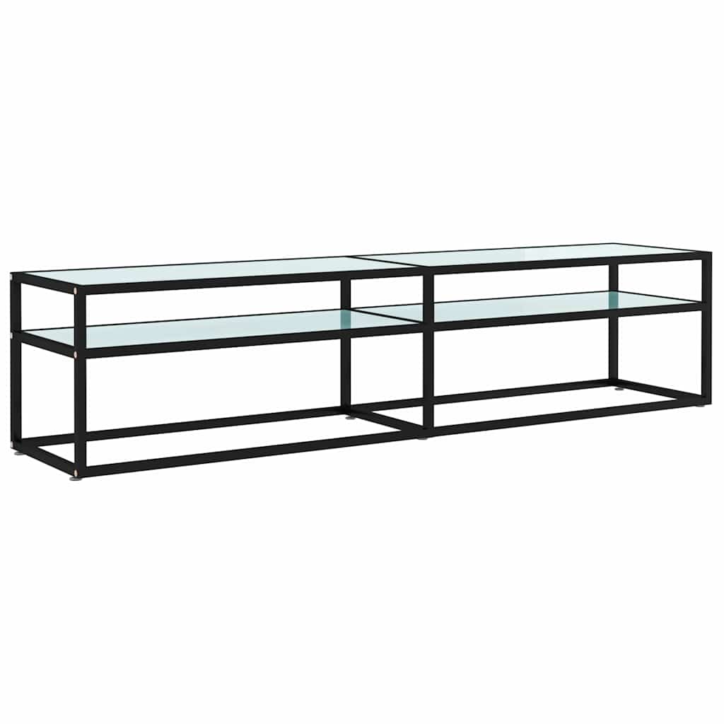vidaXL TV Cabinet White Marble 180x40x40,5 cm Tempered Glass