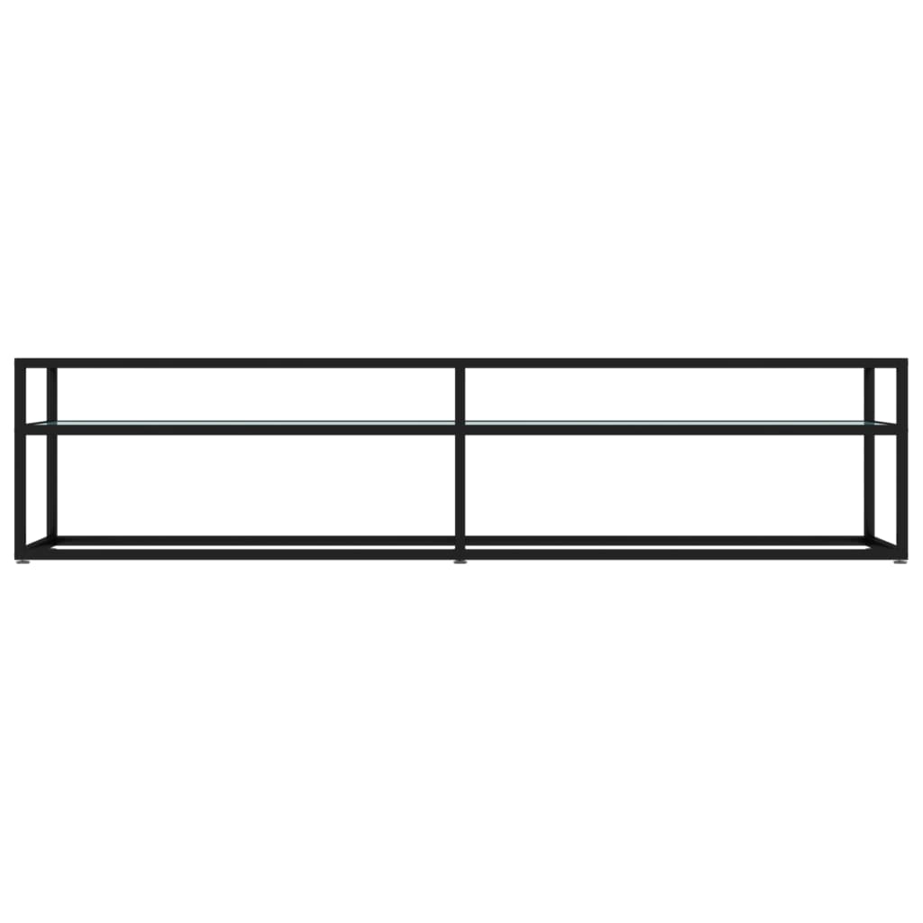 vidaXL Tv Cabinet | Black and white marble | Tempered glass, powder-coated steel