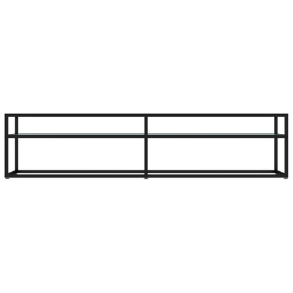 vidaXL Tv Cabinet | Black and white marble | Tempered glass, powder-coated steel