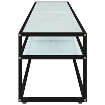 vidaXL Tv Cabinet | Black and white marble | Tempered glass, powder-coated steel