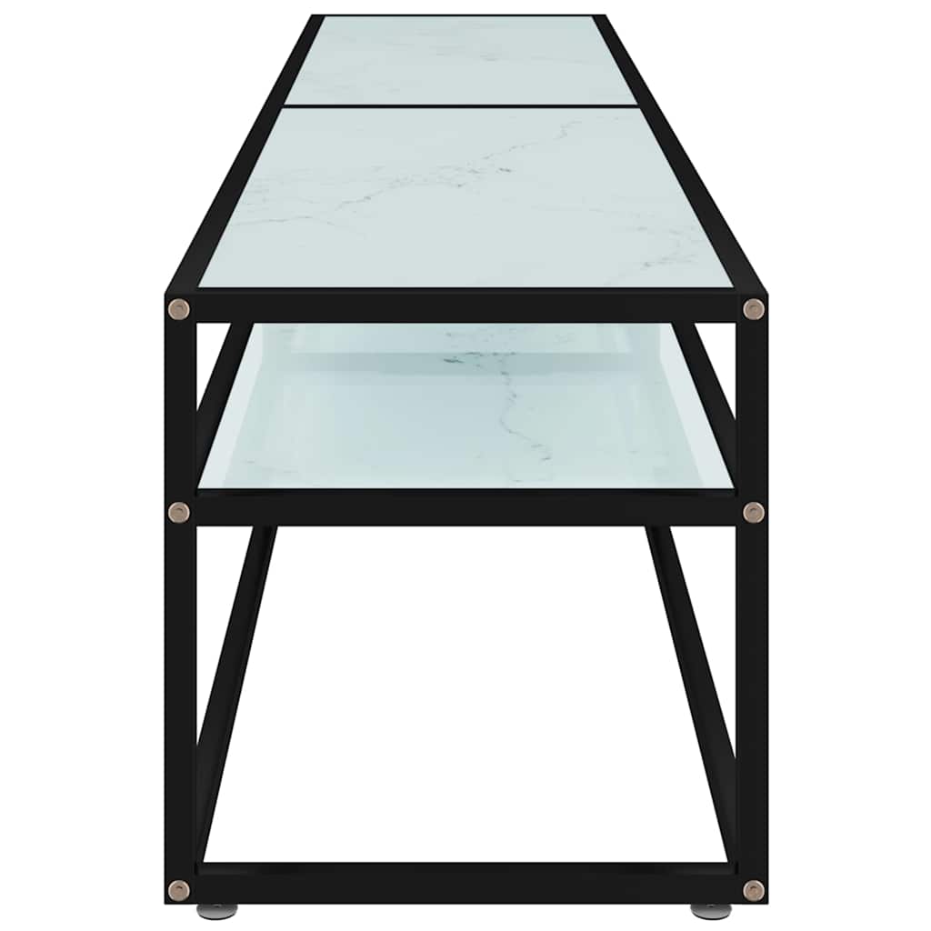 vidaXL TV Cabinet White Marble 180x40x40,5 cm Tempered Glass