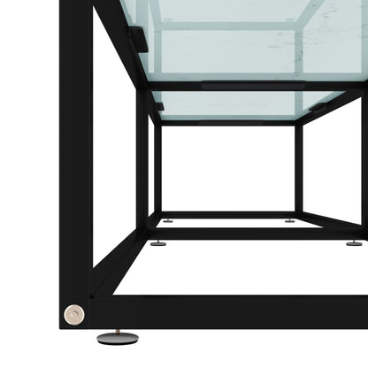 vidaXL Tv Cabinet | Black and white marble | Tempered glass, powder-coated steel