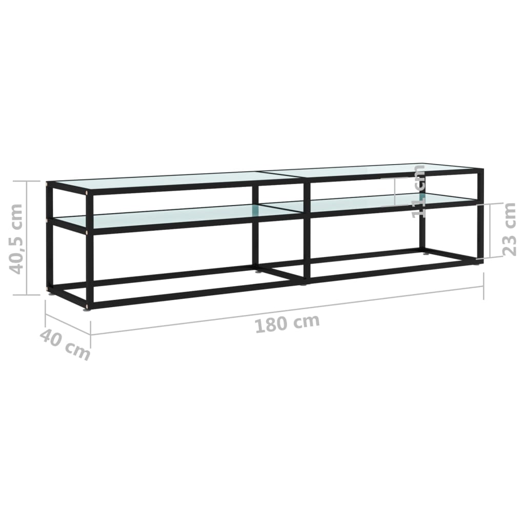 vidaXL Tv Cabinet | Black and white marble | Tempered glass, powder-coated steel