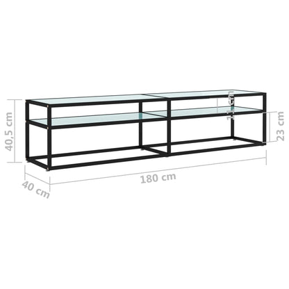 vidaXL Tv Cabinet | Black and white marble | Tempered glass, powder-coated steel
