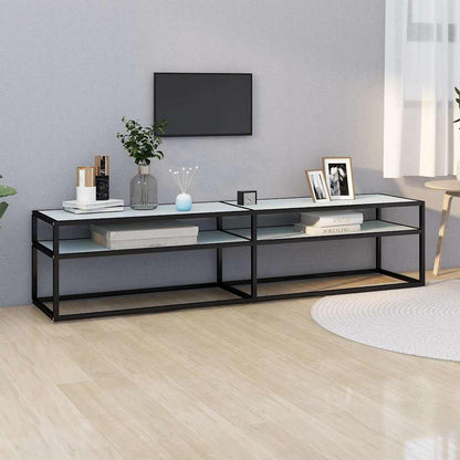 vidaXL TV Cabinet White Marble 180x40x40,5 cm Tempered Glass