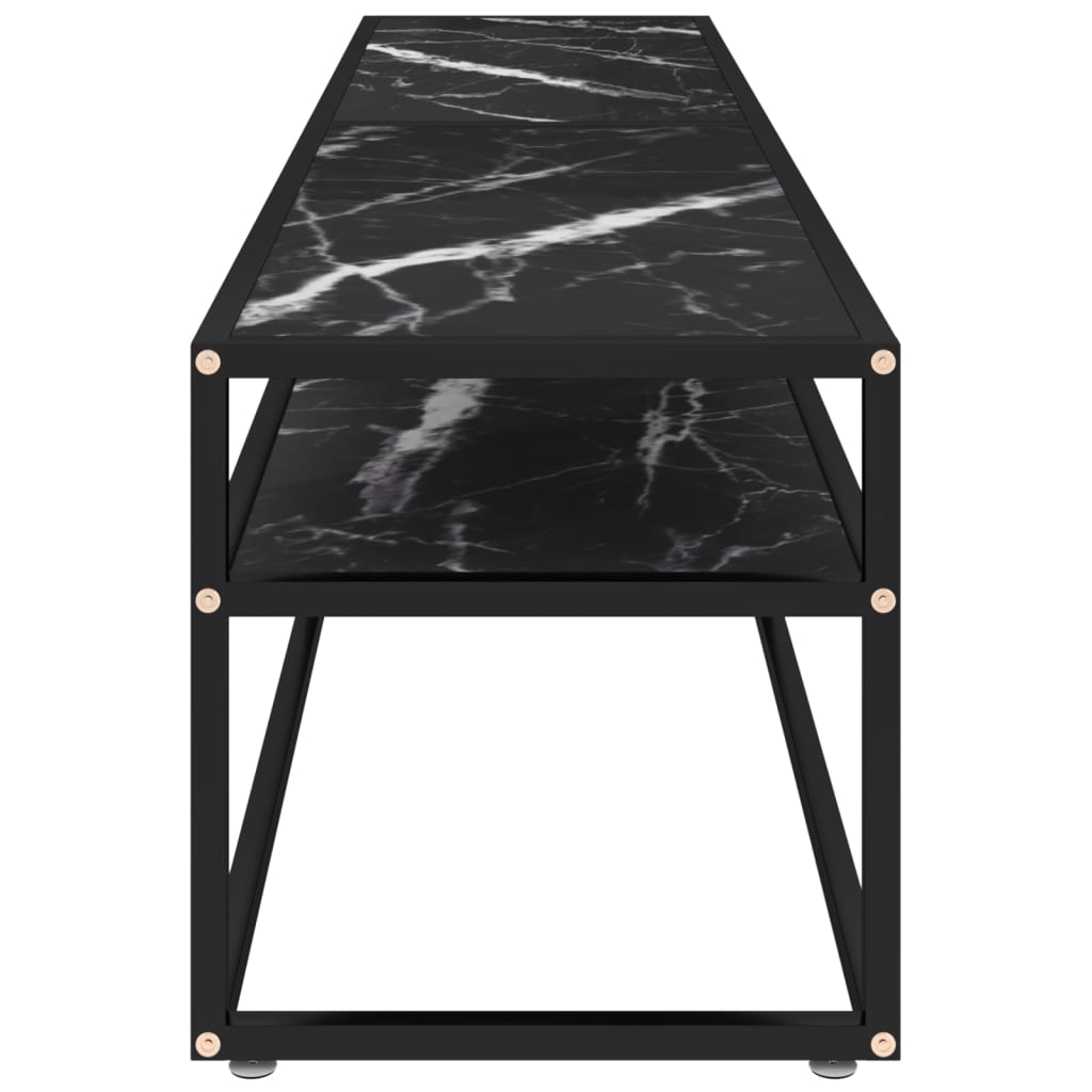 vidaXL TV Cabinet Black Marble 180x40x40.5 cm Tempered Glass