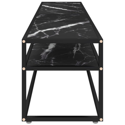 vidaXL TV Cabinet Black Marble 180x40x40.5 cm Tempered Glass