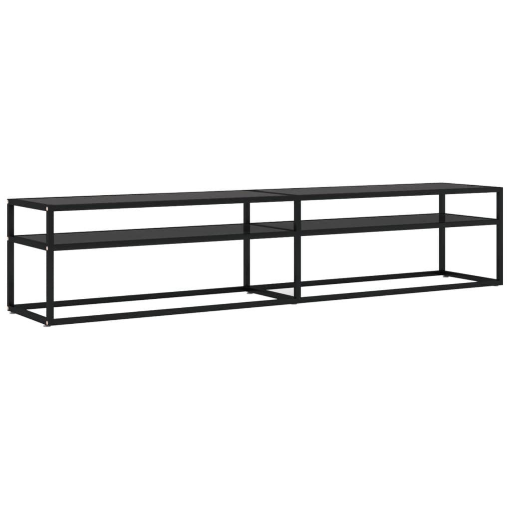 vidaXL TV Cabinet | Black | Tempered Glass | 200 x 40 x 40.5 cm | Sleek