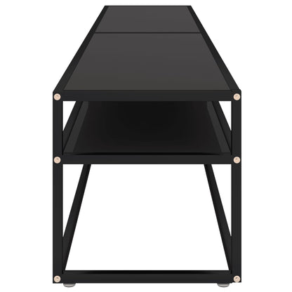 vidaXL TV Cabinet | Black | Tempered Glass | 200 x 40 x 40.5 cm | Sleek